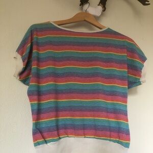 Vintage Short Sleeve (Ringer) Rainbow Stripe Tee